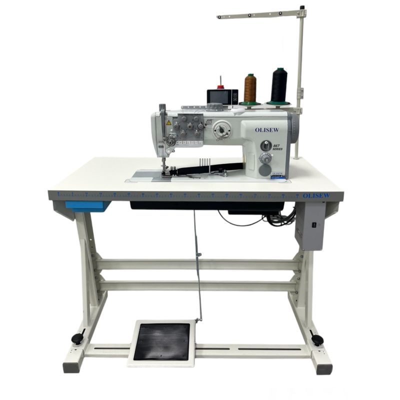 OLISEW OLD-867-210126 Lamowacz dwuigłowy płaski z potrójnym transportem, servo Direct Drive   - Dwuigłówki - stębnówki dwuigłowe - Producent Maszyn Do Szycia - Zdjęcie nr  2